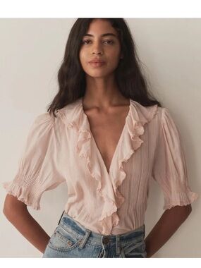 DÔEN Henri Ruffled Top in Blush - Size XS